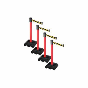 RETRACTA-BELT PSBA322PRD-BYD Barrier Systems, Black and Yellow Diagonal Striped, Red, Black | CT8YDT 52YE20