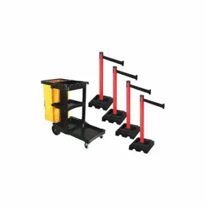 RETRACTA-BELT PSBK302PRD-BK Barrier Systems, Black, Red, Black | CT8YED 52YC49