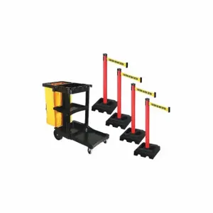 RETRACTA-BELT PSBK302PRD-CAU Barrier Systems, Yellow with Black Text, Caution - Do Not Enter, Red, Black | CT8YJT 52YC55