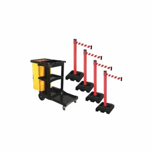 RETRACTA-BELT PSBK302PRD-RWD Barrier Systems, Red and White Diagonal Striped, Red, Black | CT8YEZ 52YC54