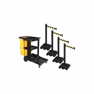 RETRACTA-BELT PSBK302PSB-BYD Barrier Systems, Black and Yellow Diagonal Striped, Black, Black | CT8YDN 52YC42