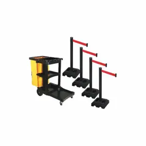 RETRACTA-BELT PSBK302PSB-RD Barrier Systems, Red, Black, Black | CT8YGT 52YC39