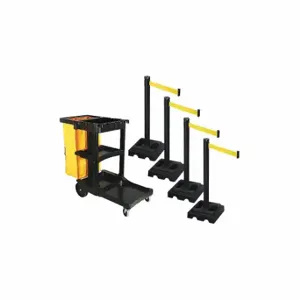 RETRACTA-BELT PSBK302PSB-YW Barrier Systems, Yellow, Black, Black | CT8YJG 52YC41