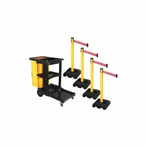 RETRACTA-BELT PSBK302PYW-AAO Barrier Systems, Red with White Text, Authorized Access Only, Yellow, Black | CT8YGC 52YC69