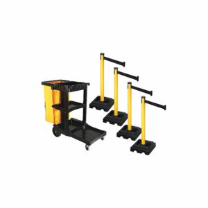 RETRACTA-BELT PSBK302PYW-BK Barrier Systems, Black, Yellow, Black | CT8YEH 52YC60