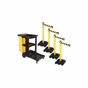 RETRACTA-BELT PSBK302PYW-BYD Barrier Systems, Black and Yellow Diagonal Striped, Yellow, Black | CT8YDW 52YC64