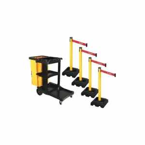 RETRACTA-BELT PSBK302PYW-NE Barrier Systems, Red with White Text, No Entry, Yellow, Black | CT8YGR 52YC68