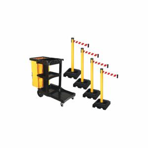 RETRACTA-BELT PSBK302PYW-RWD Barrier Systems, Red and White Diagonal Striped, Yellow, Black | CT8YFF 52YC65