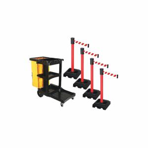 RETRACTA-BELT PSBK322PRD-RWD Barrier Systems, Red and White Diagonal Striped, Red, Black | CT8YFC 52YD87