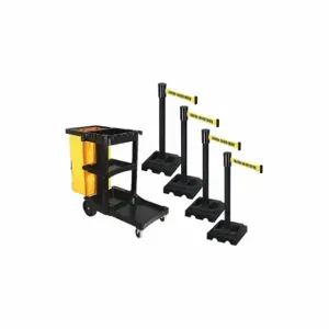 RETRACTA-BELT PSBK322PSB-CAU Barrier Systems, Yellow with Black Text, Caution - Do Not Enter, Black, Black | CT8YHE 52YD77