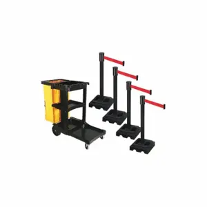 RETRACTA-BELT PSBK322PSB-RD Barrier Systems, Red, Black, Black | CT8YGV 52YD72