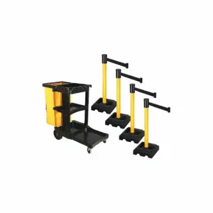 RETRACTA-BELT PSBK322PYW-BK Barrier Systems, Black, Yellow, Black | CT8YEJ 52YD93