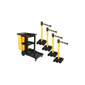 RETRACTA-BELT PSBK322PYW-BYD Barrier Systems, Black and Yellow Diagonal Striped, Yellow, Black | CT8YDV 52YD97