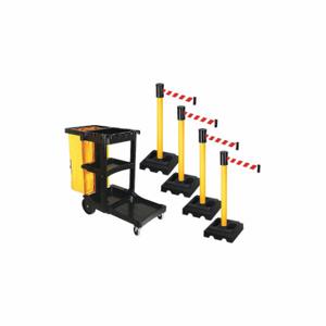 RETRACTA-BELT PSBK322PYW-RWD Barrier Systems, Red and White Diagonal Striped, Yellow, Black | CT8YFD 52YD98