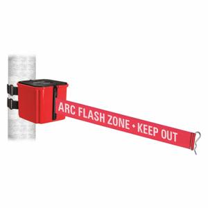 RETRACTA-BELT WH412RD15-ARC-V Retractable Belt Barrier, Red, Arc Flash Zone - Keep Out, Red, 15 ft Belt Length | CT8ZBE 52CX05