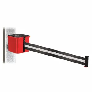 RETRACTA-BELT WH412RD20-BW-MM Retractable Belt Barrier, Black And White Horizontal Striped, Red, 20 ft Belt Length | CT8ZKG 52CX58