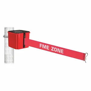 RETRACTA-BELT WH412RD15-FME-HC Retractable Belt Barrier, Red With White Text, Fme Zone, Red, 15 ft Belt Length | CT8YZM 52CX24