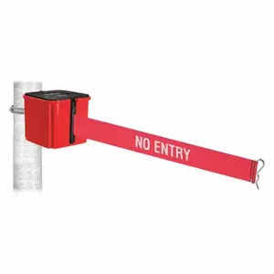 RETRACTA-BELT WH412RD15-NE-HC Retractable Belt Barrier, Red With White Text, No Entry, Red, 15 ft Belt Length | CT8ZAG 52CX33