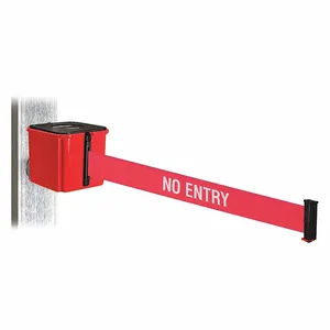 RETRACTA-BELT WH412RD15-NE-MM Retractable Belt Barrier, Red With White Text, No Entry, Red, 15 ft Belt Length | CT8ZAJ 52CX34