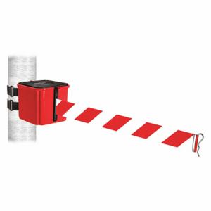 RETRACTA-BELT WH412RD20-RWD-V Retractable Belt Barrier, Red And White Diagonal Striped, Red, 20 ft Belt Length | CT8YXD 52CX86