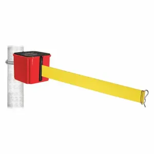 RETRACTA-BELT WH412RD15-YW-HC Retractable Belt Barrier, Yellow, Red, 15 ft Belt Length | CT8ZHH 52CX45