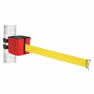 RETRACTA-BELT WH412RD15-YW-V Retractable Belt Barrier, Yellow, Red, 15 ft Belt Length | CT8ZHJ 52CX47