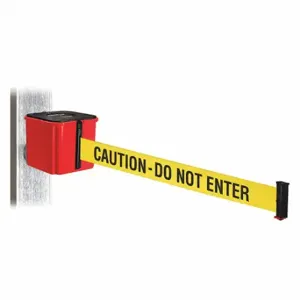 RETRACTA-BELT WH412RD25-CAU-MM Retractable Belt Barrier, Yellow With Black Text, Red | CT8ZJV 52CY07