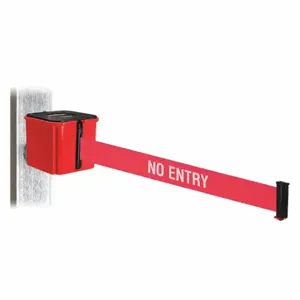 RETRACTA-BELT WH412RD30-NE-MM Retractable Belt Barrier, Red With White Text, No Entry, Red, 30 ft Belt Length | CT8ZAT 52CY67