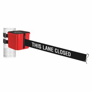 RETRACTA-BELT WH412RD20-TLC-V Retractable Belt Barrier, Black With White Text, This Lane Closed, Red, 20 ft Belt Length | CT8YQE 52CZ54