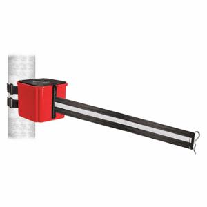 RETRACTA-BELT WH412RD15-BW-V Retractable Belt Barrier, Black And White Horizontal Striped, Red, 15 ft Belt Length | CT8YMT 52CX14
