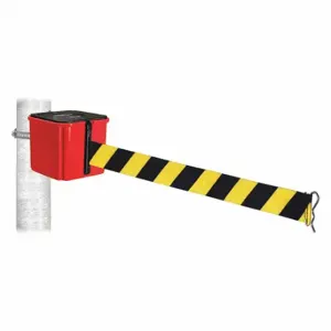 RETRACTA-BELT WH412RD30-BYD-HC Retractable Belt Barrier, Black And Yellow Diagonal Striped, Red, 30 ft Belt Length | CT8YPJ 52CY48