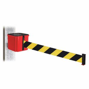 RETRACTA-BELT WH412RD30-BYD-MM Retractable Belt Barrier, Black And Yellow Diagonal Striped, Red, 30 ft Belt Length | CT8YPL 52CY49