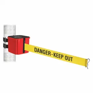 RETRACTA-BELT WH412RD20-DKO-V Retractable Belt Barrier, Yellow With Black Text, Danger - Keep Out, Red | CT8ZKP 52CX68