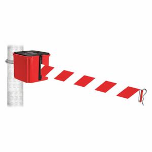 RETRACTA-BELT WH412RD15-RWD-HC Retractable Belt Barrier, Red And White Diagonal Striped, Red, 15 ft Belt Length | CT8YXA 52CX42