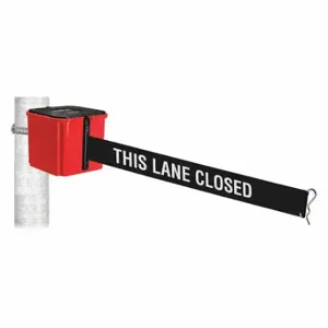 RETRACTA-BELT WH412RD30-TLC-HC Retractable Belt Barrier, Black With White Text, This Lane Closed, Red, 30 ft Belt Length | CT8YQN 52CZ58