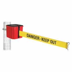 RETRACTA-BELT WH412RD25-DKO-HC Retractable Belt Barrier, Yellow With Black Text, Danger - Keep Out, Red | CT8ZFH 52CY09