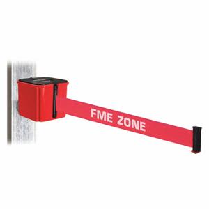 RETRACTA-BELT WH412RD30-FME-MM Einziehbare Bandbarriere, Rot mit weißem Text, FME-Zone, Rot, 30 Fuß Bandlänge | CT8YZQ 52CY58