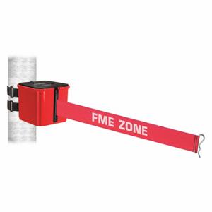 RETRACTA-BELT WH412RD30-FME-V einziehbare Bandbarriere, rot mit weißem Text, FME-Zone, rot, 30 Fuß Bandlänge | CT8YZP 52CY59