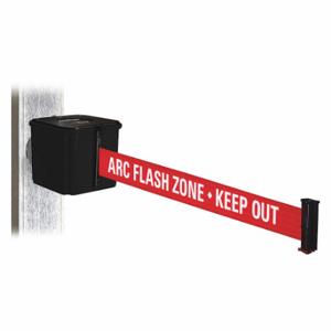 RETRACTA-BELT WH412SB15-ARC-MM Retractable Belt Barrier, Red With White Text, Arc Flash Zone - Keep Out, Black | CT8YYB 48WA35