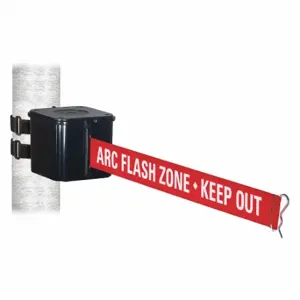 RETRACTA-BELT WH412SB15-ARC-V Retractable Belt Barrier, Red With White Text, Arc Flash Zone - Keep Out, Black | CT8YXY 48WA39