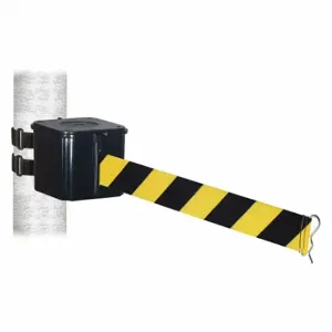 RETRACTA-BELT WH412SB15-BYD-V Retractable Belt Barrier, Black And Yellow Diagonal Striped, Black, 15 ft Belt Length | CT8YNG 48VY95