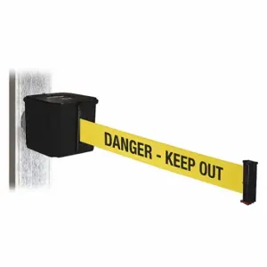 RETRACTA-BELT WH412SB15-DKO-MM Retractable Belt Barrier, Yellow With Black Text, Danger - Keep Out, Black | CT8ZEM 48VZ61