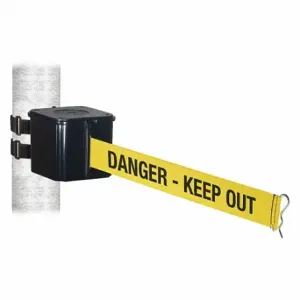 RETRACTA-BELT WH412SB15-DKO-V Retractable Belt Barrier, Yellow With Black Text, Danger - Keep Out, Black | CT8ZEJ 48VZ74