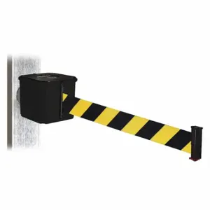 RETRACTA-BELT WH412SB20-BYD-MM Retractable Belt Barrier, Black And Yellow Diagonal Striped, Black, 20 ft Belt Length | CT8YNJ 48VY84