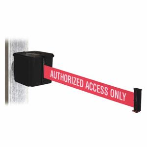 RETRACTA-BELT WH412SB25-AAO-MM Einziehbare Gürtelbarriere, Rot mit weißem Text, Nur autorisierter Zugang, Schwarz | CT8YYM 48WA18
