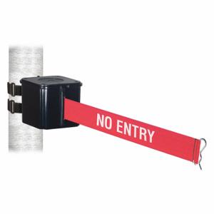 RETRACTA-BELT WH412SB25-NE-V Retractable Belt Barrier, Red With White Text, No Entry, Black, 25 ft Belt Length | CT8YZX 48WA05