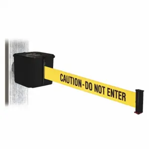 RETRACTA-BELT WH412SB30-CAU-MM Retractable Belt Barrier, Yellow With Black Text, Black | CT8ZED 48VZ41