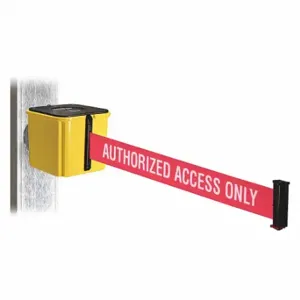 RETRACTA-BELT WH412YW15-AAO-MM Retractable Belt Barrier, Red With White Text, Authorized Access Only, Yellow | CT8YZA 48WA15