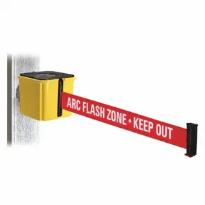 RETRACTA-BELT WH412YW15-ARC-MM Retractable Belt Barrier, Red With White Text, Arc Flash Zone - Keep Out, Yellow | CT8YYD 48WA36