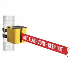 RETRACTA-BELT WH412YW15-ARC-V Retractable Belt Barrier, Red With White Text, Arc Flash Zone - Keep Out, Yellow | CT8YYC 48WA40